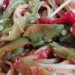 spaghetti al pomodoro con peperoni arrostiti alla calabrese